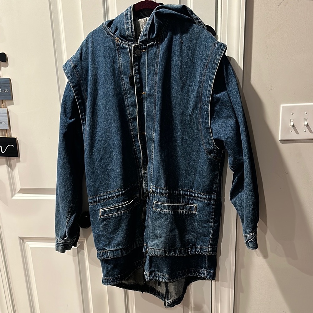 Corniche Women's Vintage Blue Denim Hooded Coat
